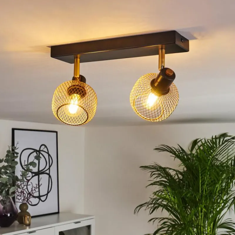 Lampes Dorées-hofstein Plafonnier Pipisu Or, Laiton, Noir, 2 lumières