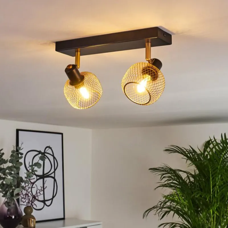 Lampes Dorées-hofstein Plafonnier Pipisu Or, Laiton, Noir, 2 lumières