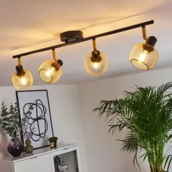 Lampes Dorées-hofstein Plafonnier Pipisu Or, Laiton, Noir, 4 lumières