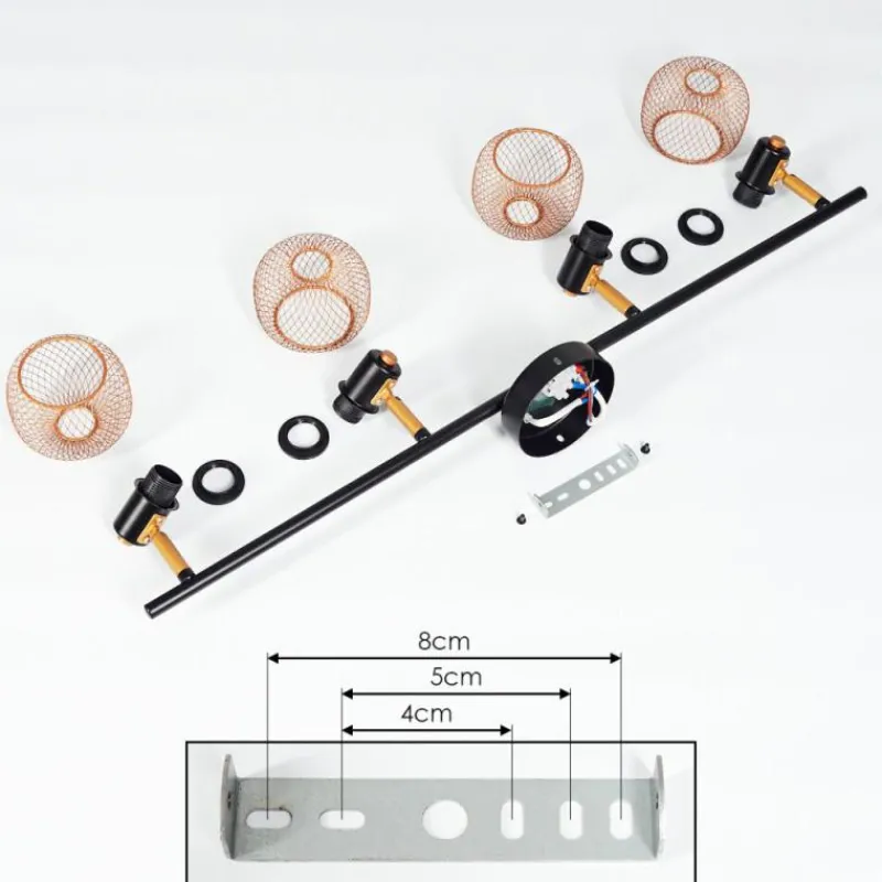 Lampes Dorées-hofstein Plafonnier Pipisu Or, Laiton, Noir, 4 lumières