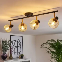 Lampes Dorées-hofstein Plafonnier Pipisu Or, Laiton, Noir, 4 lumières