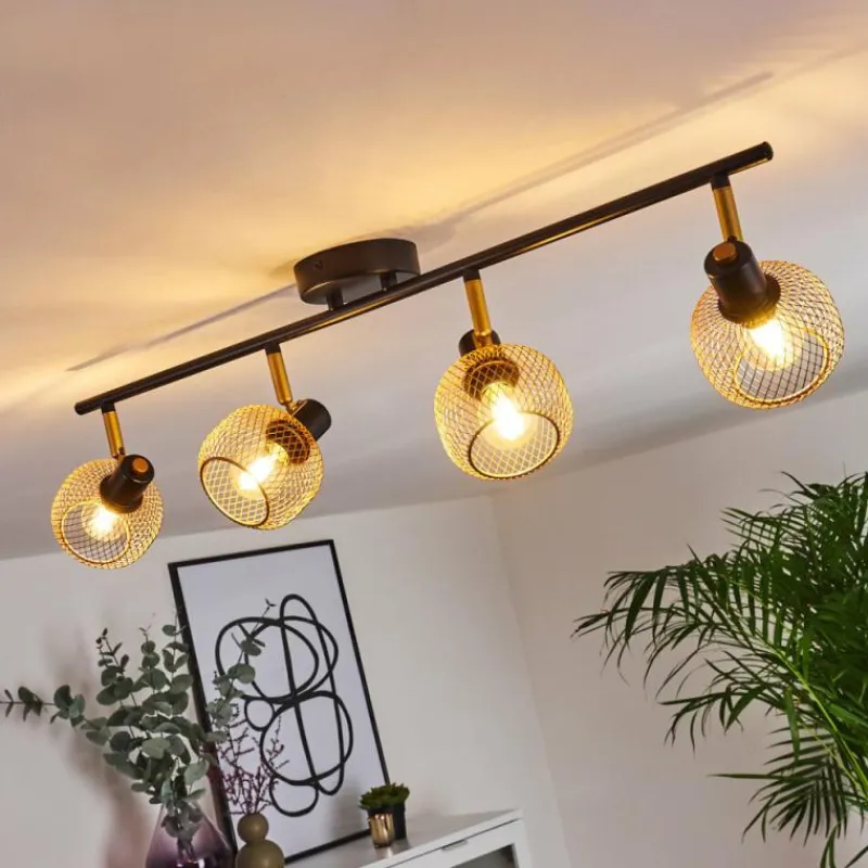 Lampes Dorées-hofstein Plafonnier Pipisu Or, Laiton, Noir, 4 lumières