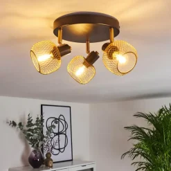 Lampes Dorées-hofstein Plafonnier Pipisu Or, Laiton, Noir, 3 lumières