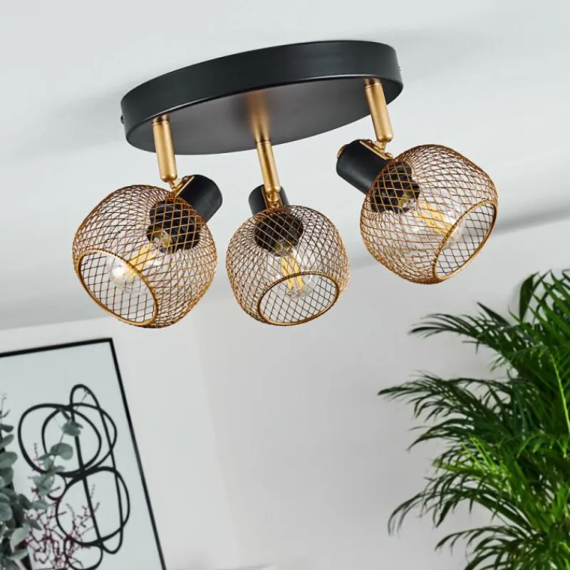 Lampes Dorées-hofstein Plafonnier Pipisu Or, Laiton, Noir, 3 lumières