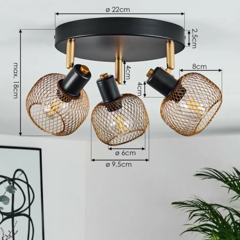 Lampes Dorées-hofstein Plafonnier Pipisu Or, Laiton, Noir, 3 lumières