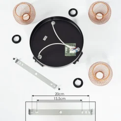 Lampes Dorées-hofstein Plafonnier Pipisu Or, Laiton, Noir, 3 lumières