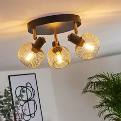 Lampes Dorées-hofstein Plafonnier Pipisu Or, Laiton, Noir, 3 lumières