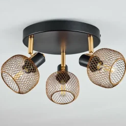 Lampes Dorées-hofstein Plafonnier Pipisu Or, Laiton, Noir, 3 lumières