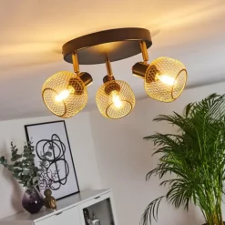 Lampes Dorées-hofstein Plafonnier Pipisu Or, Laiton, Noir, 3 lumières