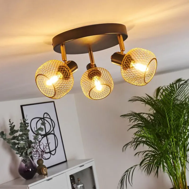 Lampes Dorées-hofstein Plafonnier Pipisu Or, Laiton, Noir, 3 lumières