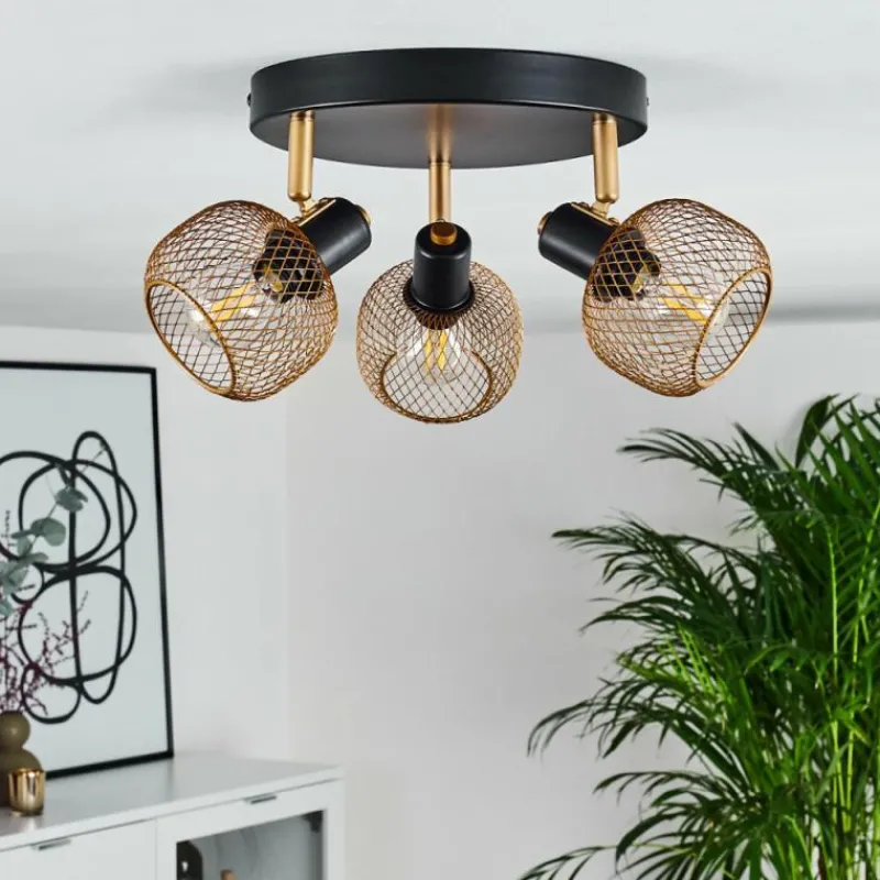 Lampes Dorées-hofstein Plafonnier Pipisu Or, Laiton, Noir, 3 lumières