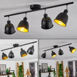 Lampes Dorées-hofstein Plafonnier Pistrino Chrome, Noir, 4 lumières