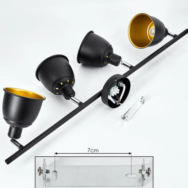 Lampes Dorées-hofstein Plafonnier Pistrino Chrome, Noir, 4 lumières