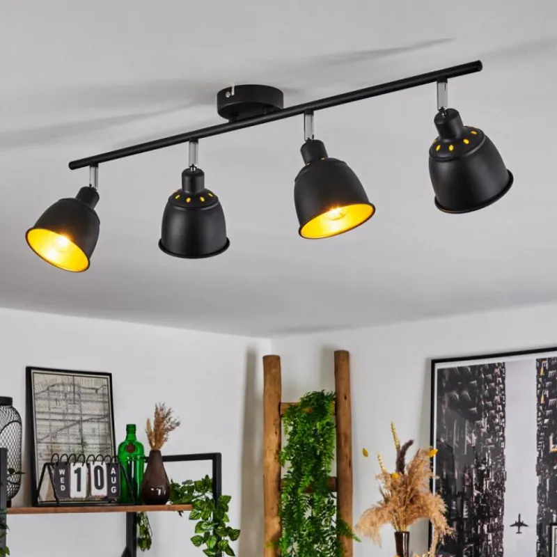 Lampes Dorées-hofstein Plafonnier Pistrino Chrome, Noir, 4 lumières