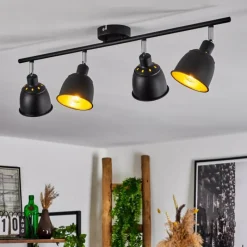 Lampes Dorées-hofstein Plafonnier Pistrino Chrome, Noir, 4 lumières