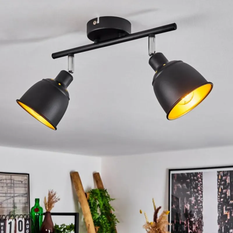 Lampes Dorées-hofstein Plafonnier Pistrino Chrome, Noir, 2 lumières