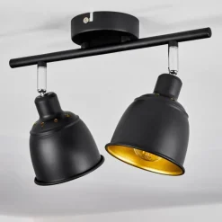 Lampes Dorées-hofstein Plafonnier Pistrino Chrome, Noir, 2 lumières