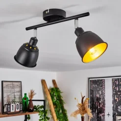 Lampes Dorées-hofstein Plafonnier Pistrino Chrome, Noir, 2 lumières