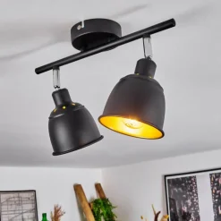 Lampes Dorées-hofstein Plafonnier Pistrino Chrome, Noir, 2 lumières