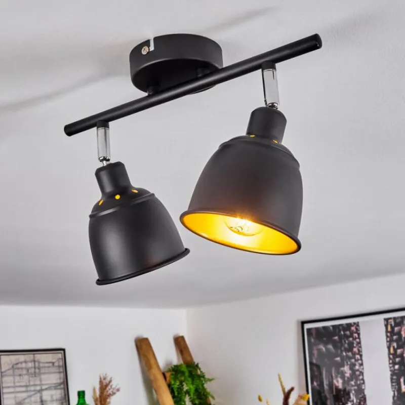 Lampes Dorées-hofstein Plafonnier Pistrino Chrome, Noir, 2 lumières