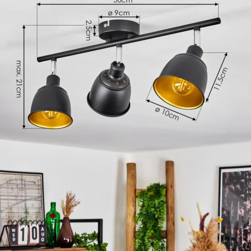 Lampes Dorées-hofstein Plafonnier Pistrino Chrome, Noir, 3 lumières