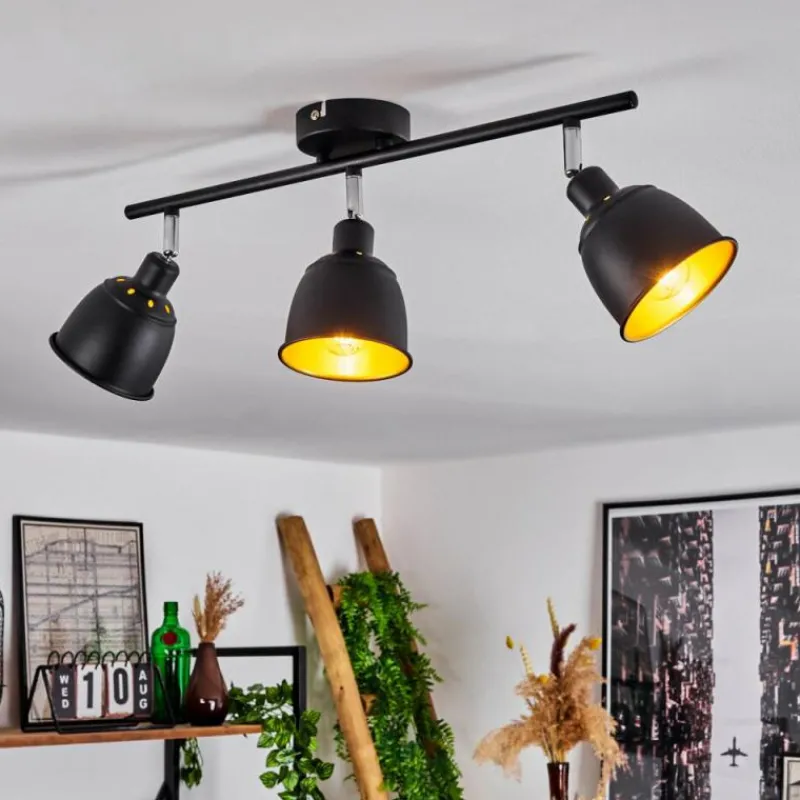 Lampes Dorées-hofstein Plafonnier Pistrino Chrome, Noir, 3 lumières