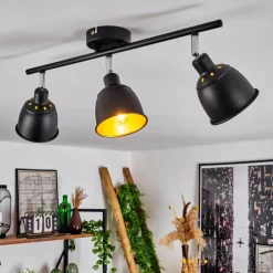 Lampes Dorées-hofstein Plafonnier Pistrino Chrome, Noir, 3 lumières