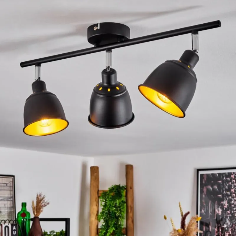 Lampes Dorées-hofstein Plafonnier Pistrino Chrome, Noir, 3 lumières