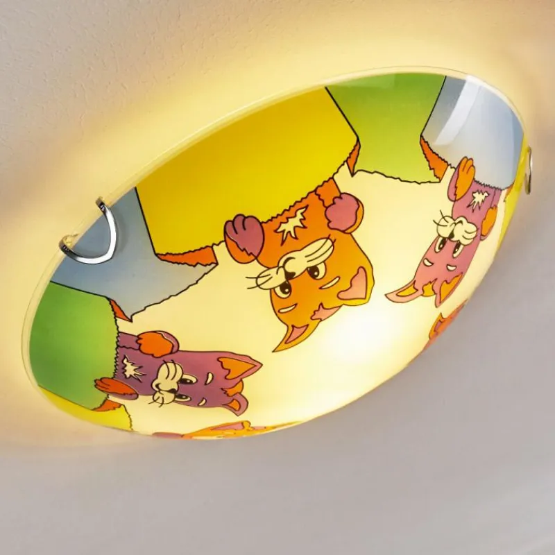 hofstein Plafonnier Pizzy Katze Chrome, Blanc, 2 lumières