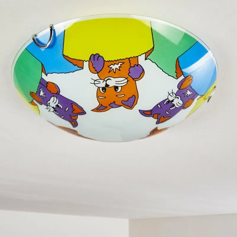 hofstein Plafonnier Pizzy Katze Chrome, Blanc, 2 lumières