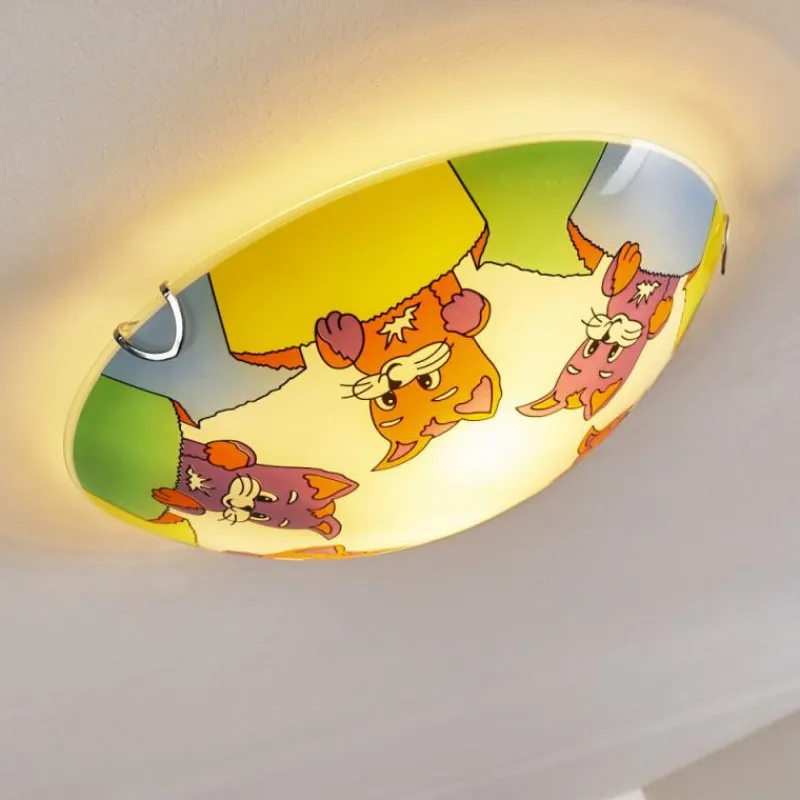 hofstein Plafonnier Pizzy Katze Chrome, Blanc, 2 lumières