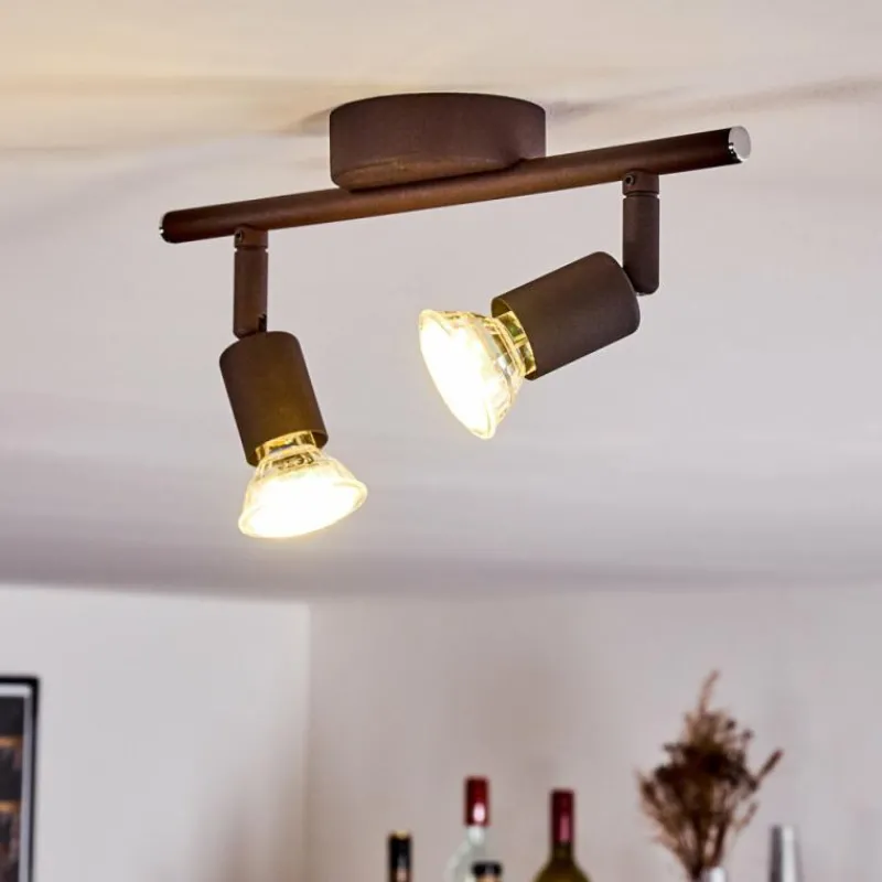 Lampes Industrielles-hofstein Plafonnier Planes LED Rouille, 2 lumières
