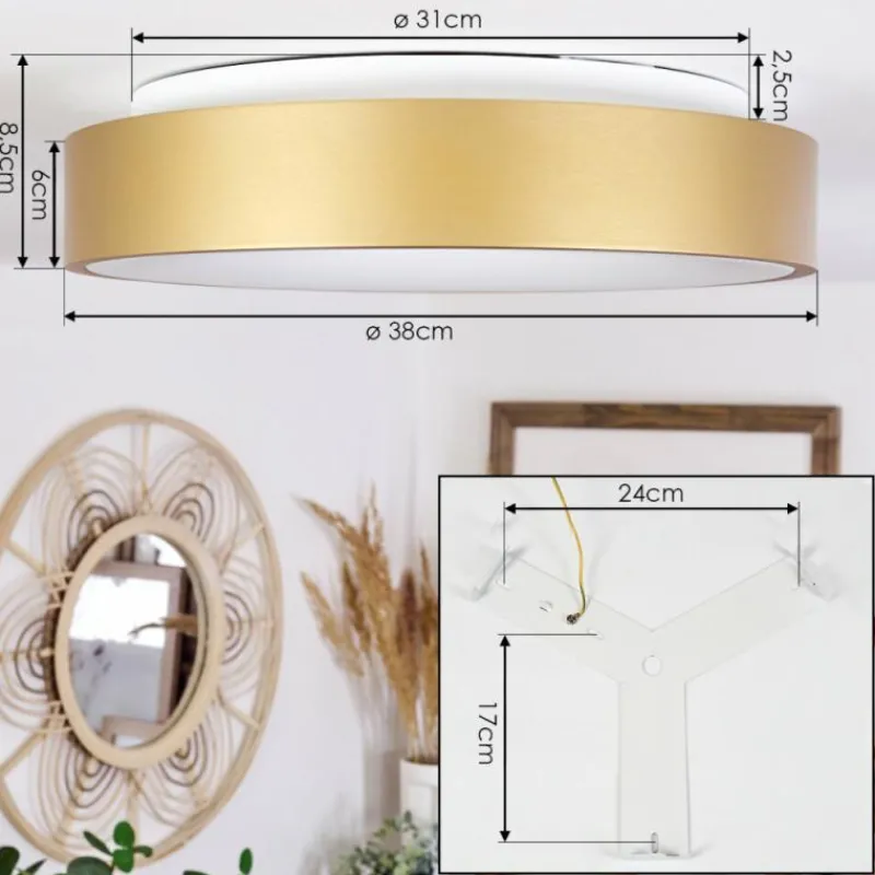 Lampes Dorées-hofstein Plafonnier Playas LED Or, Blanc, 1 lumière