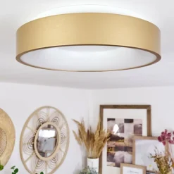 Lampes Dorées-hofstein Plafonnier Playas LED Or, Blanc, 1 lumière