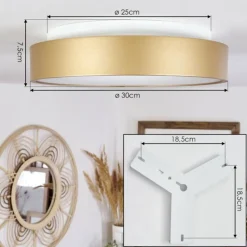 Lampes Dorées-hofstein Plafonnier Playas LED Or, Blanc, 1 lumière