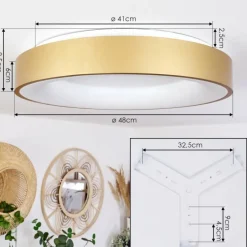 Lampes Dorées-hofstein Plafonnier Playas LED Or, Blanc, 1 lumière