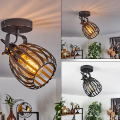 hofstein Plafonnier Pocho Laiton, Noir, 1 lumière* Spots Et Projecteurs