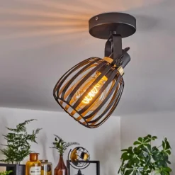 hofstein Plafonnier Pocho Laiton, Noir, 1 lumière* Spots Et Projecteurs