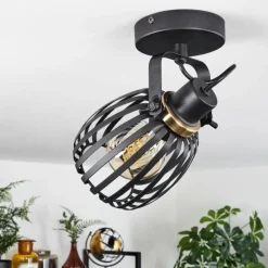 hofstein Plafonnier Pocho Laiton, Noir, 1 lumière* Spots Et Projecteurs