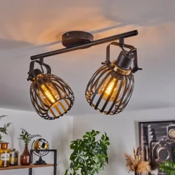 hofstein Plafonnier Pocho Laiton, Noir, 2 lumières* Spots Et Projecteurs