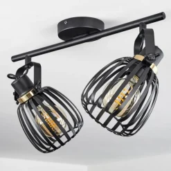 hofstein Plafonnier Pocho Laiton, Noir, 2 lumières* Spots Et Projecteurs