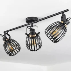 hofstein Plafonnier Pocho Laiton, Noir, 3 lumières* Spots Et Projecteurs