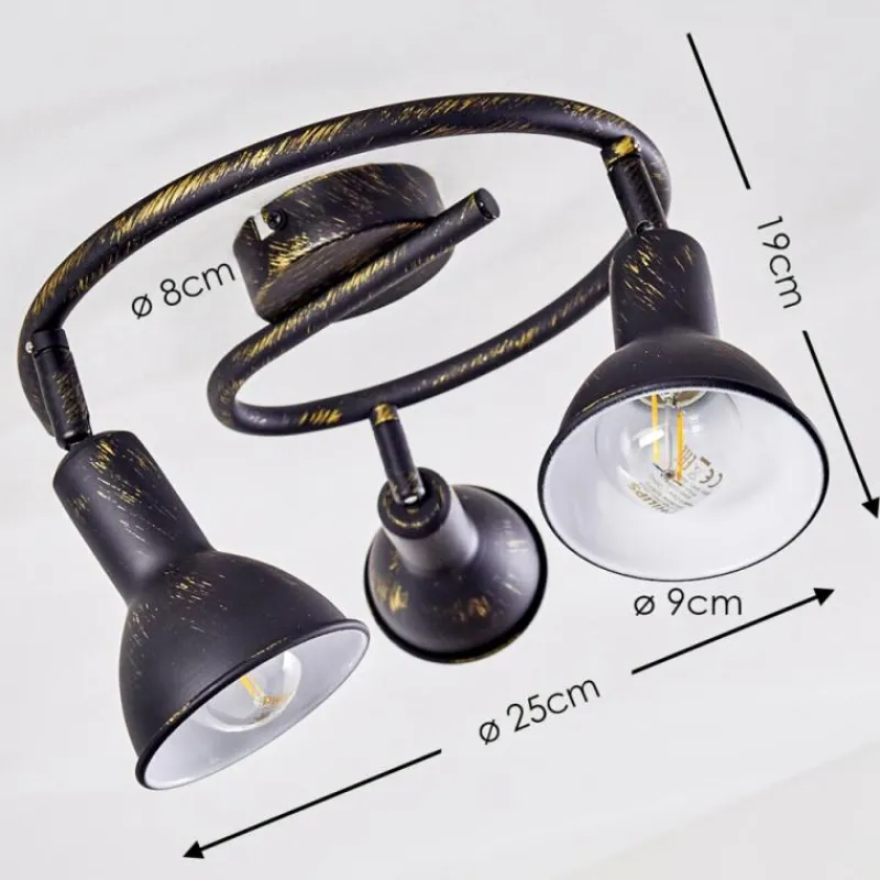 Lampes Dorées-hofstein Plafonnier Polmak Noir doré, 3 lumières