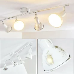 Lampes Dorées-hofstein Plafonnier Polmak Or, Blanc, 4 lumières