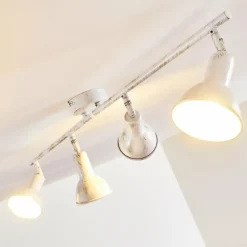 Lampes Dorées-hofstein Plafonnier Polmak Or, Blanc, 4 lumières