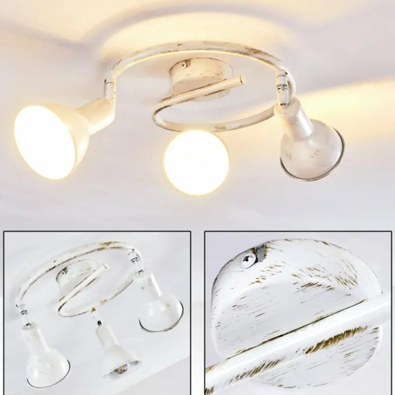 Lampes Dorées-hofstein Plafonnier Polmak Or, Blanc, 3 lumières