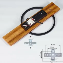 hofstein Plafonnier Pompu LED Bois foncé, Noir, 1 lumière