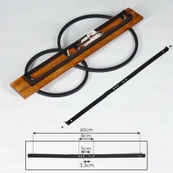 hofstein Plafonnier Pompu LED Bois foncé, Noir, 2 lumières