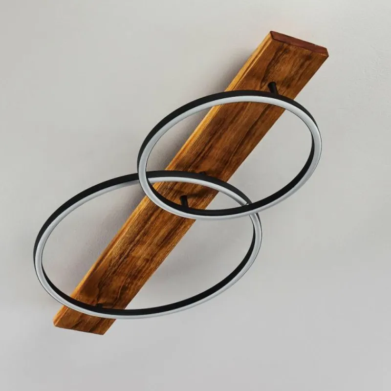 hofstein Plafonnier Pompu LED Bois foncé, Noir, 2 lumières