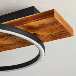 hofstein Plafonnier Pompu LED Bois foncé, Noir, 3 lumières